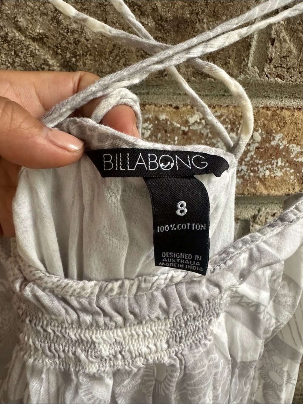 Billabong Light Gray Printed Strappy Slip Summer Dress Beach Cover up - Picture 3 of 7